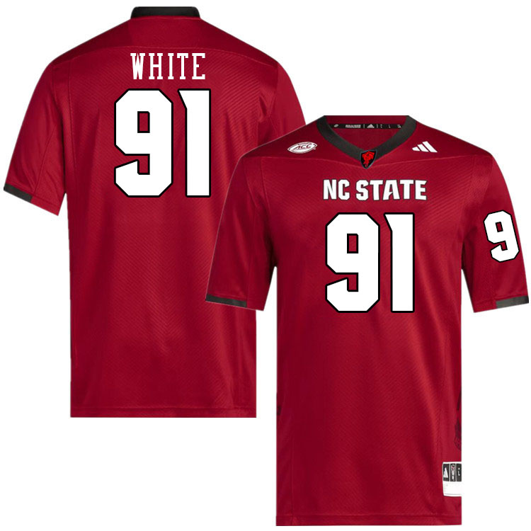 NC State Wolfpack #91 Bruce White College Football Jerseys Stitched-Red NC State Wolfpack #91 Bruce White College Football Jerseys Stitched-Red